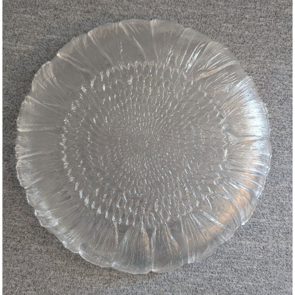 Kosta Boda "Lydia" Sunflower Pattern, 11.5" Glass Platter by Mats Jonasson - Picture 2 of 5